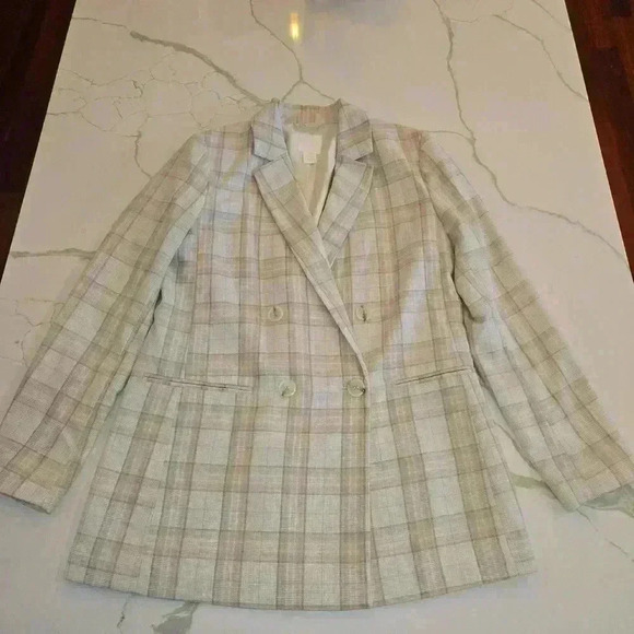 H&M Women's Plaid Double Breasted Blazer Small - Picture 1 of 11